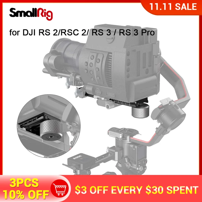 

SmallRig for DJI RS 3/RS 3 Pro/RS 2 Camera Extended Quick Release Plate Adapter for DJI RS 2/ RS 3/RS 3 Pro for Ronin-S Gimbal