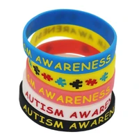 1pc autism awareness puzzle silicone braceletsbangles medical alert daily reminder colourful letter wristbands adult size sh075