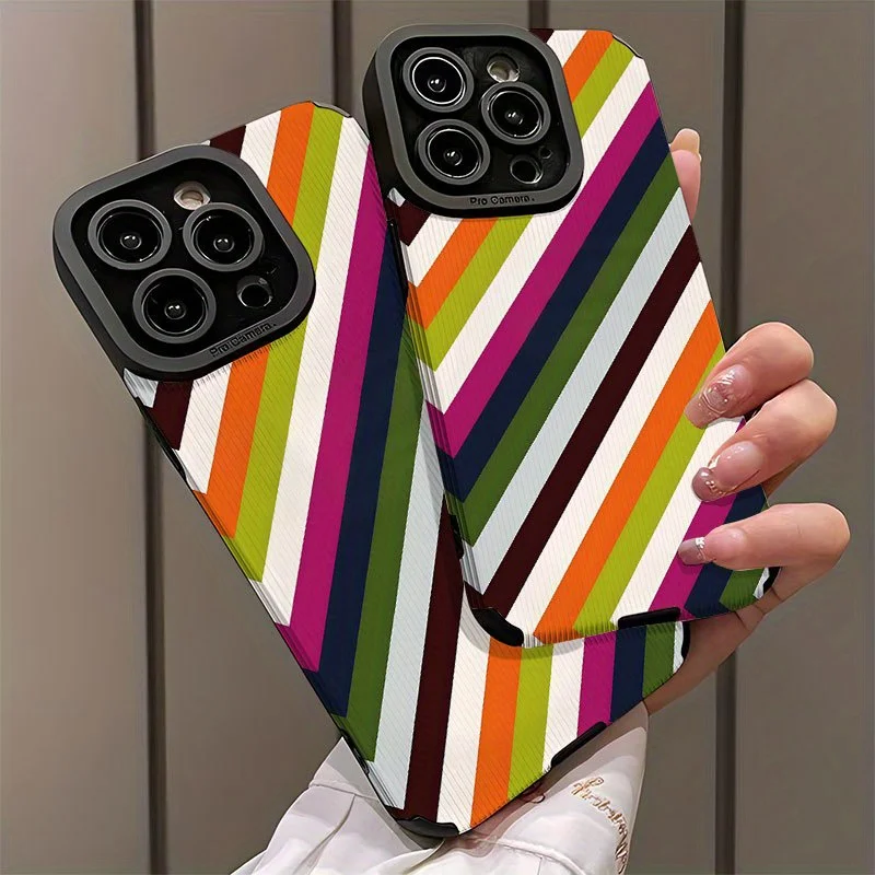 Фото Чехол для iPhone 17 Pro Max с цветной диагональной полосой, яркий современный художественный матовый противоударный чехол с iPhone 17, 16, 15, 14, 13, 12, 11 №4