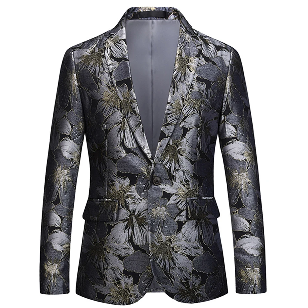 Blazers Fashion Men's Casual Boutique Flower Floral Print Suit Jacket Coat Waistcoat