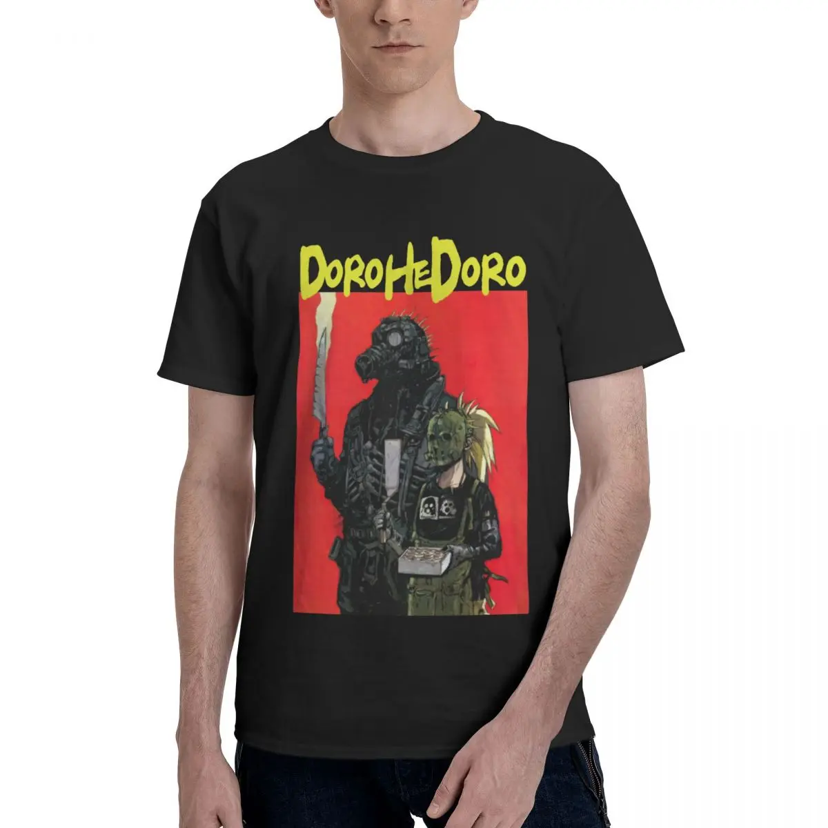 

DOROHEDORO T-Shirts manga anime demon death goth metal devil Retro Crewneck T-Shirt Fun Mens Print Top