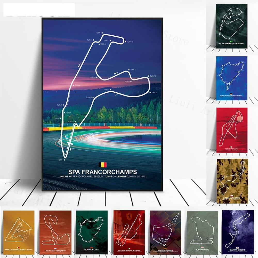 Формула 1 нурбургринг Монако Имола цепь Картина на холсте F1 постеры и принты настенные картины для декора гостиной