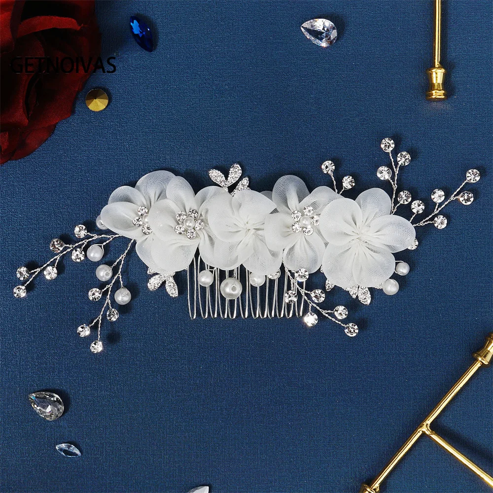 

Elegant Women Jewelry Bridesmaid Wedding Hair Accessories Barrette Bride Hair Bridal Crystal Pearl Flower Hair Clip Headdress SL