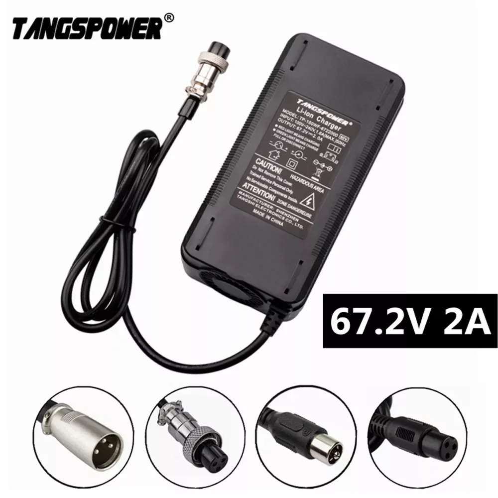 

TANGSPOWER 67.2V 2A lithium battery charger For e-bike 16S 60V li-ion battery pack Wheelbarrow electric bike Charger With fan