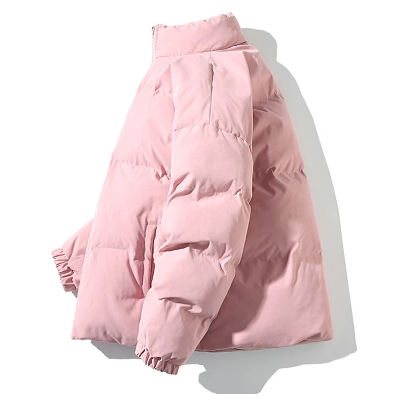 New Winter Men'S Padded Warm Cotton-Padded Jacket Fashioncollar Casual Solid Color Parka Street Jogging Zipperwindproof Coat 3XL