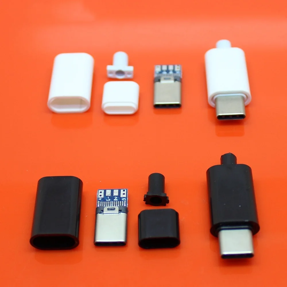 

2sets TYPE-C USB Plug Male connector Black/White welding Data OTG line interface DIY data cable accessories TYPE C