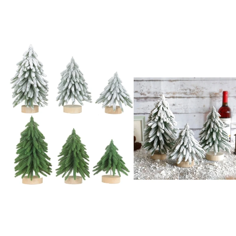 

Mini Christmas Tree Ornaments Snow Pine Tree Christmas Decorations for Home Desktop Table 2024 New Year Gift DIY Crafts