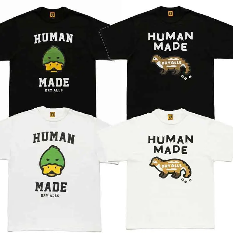 

HUMAN MADE T Shirt Cartoon Duck Head Men Women Slub Cotton Human Made T-shirt Simple Style