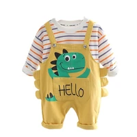 new autumn baby clothes suit children boys girls striped t shirt overalls 2pcsset toddler sports casual costume kids tracksuits