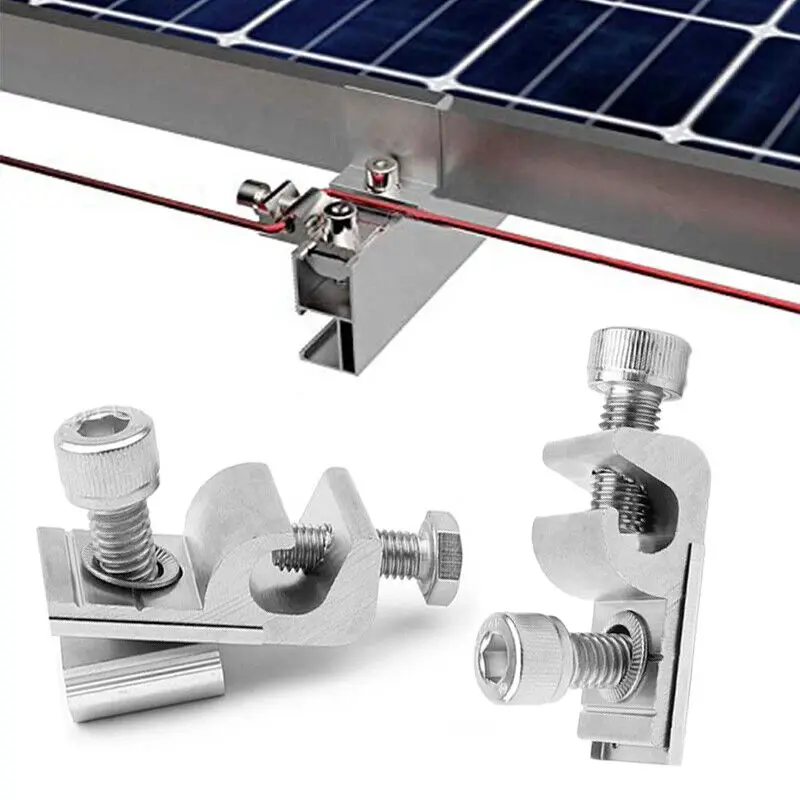 

Grounding Lug Solar Mounted Bracket Solar Panel Clamps Corrosion Resistant Solar Ground Grounding Clip For Solar Mounting System