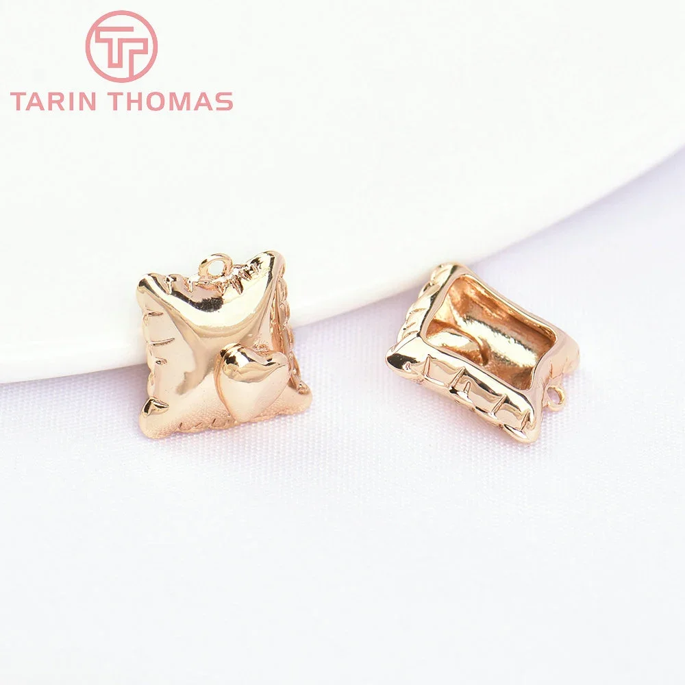(5813) 10 шт. 9 5x10 мм 24-каратного золота латунная подушка для объятий подвески в форме