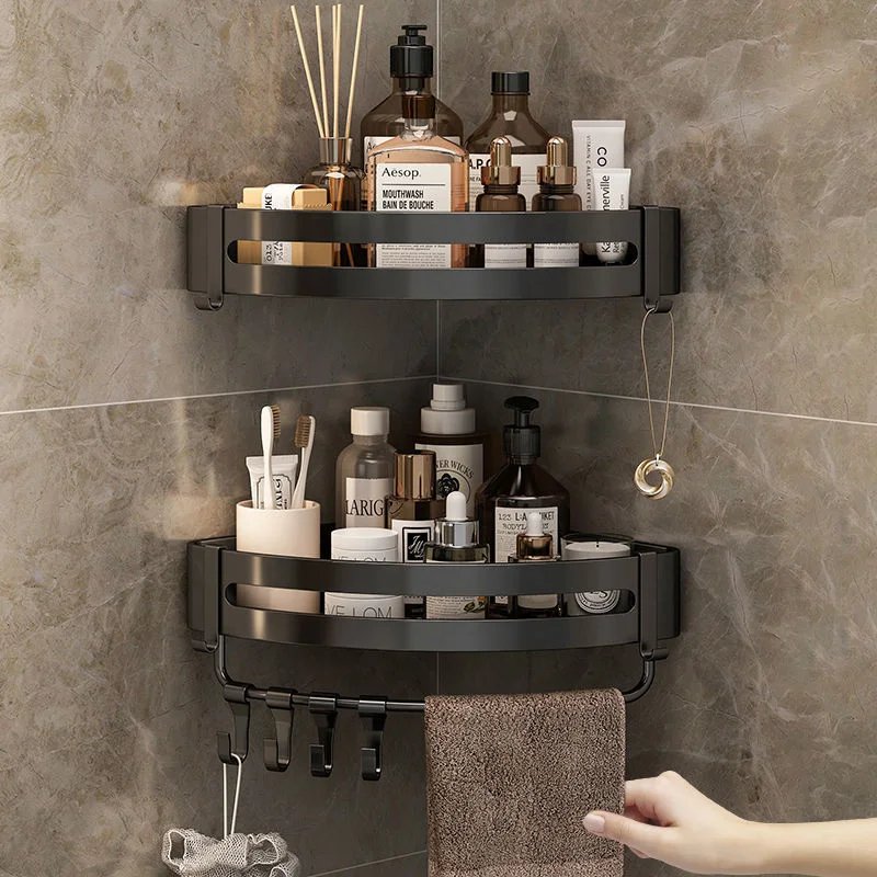

Corner Shelf Bathroom Storage Shelves Aluminum Toilet Triangle Towel Storage Punch-free Shower Rack Bathroom Accessories K171