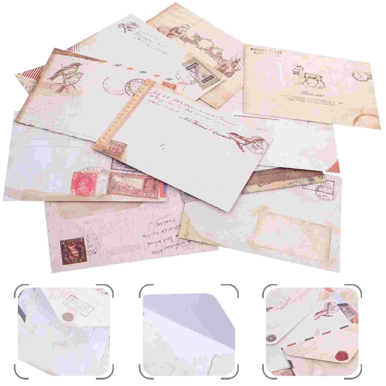 

60 шт. винтажные конверты, маленькие поздравительные открытки из крафт-бумаги, ретро благословение, приглашения