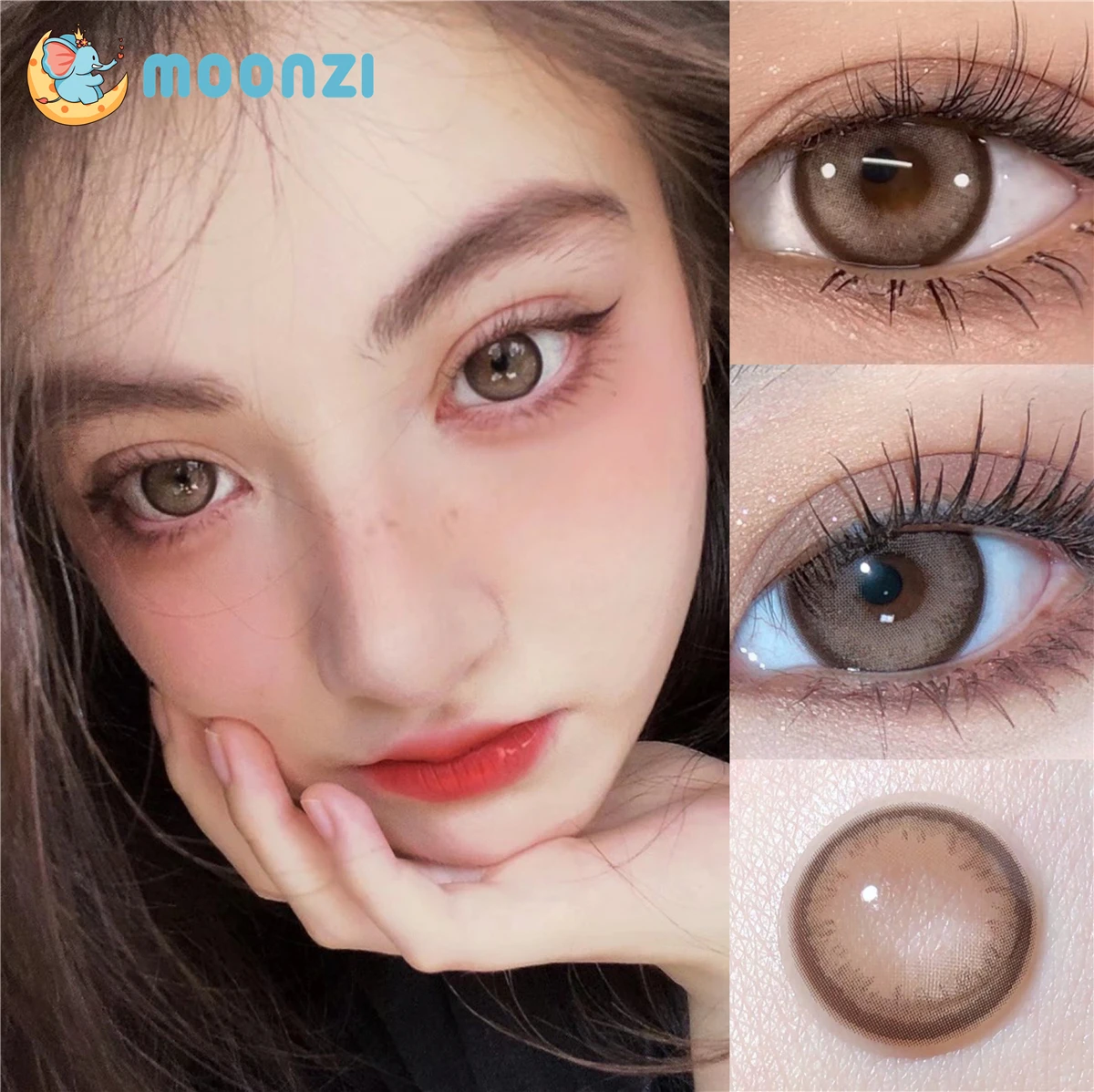 

MOONZI coco brown big Beauty Pupil soft eye Cosmetic Colored Contact Lenses for Eyes degrees 2pcs/pair Myopia prescription