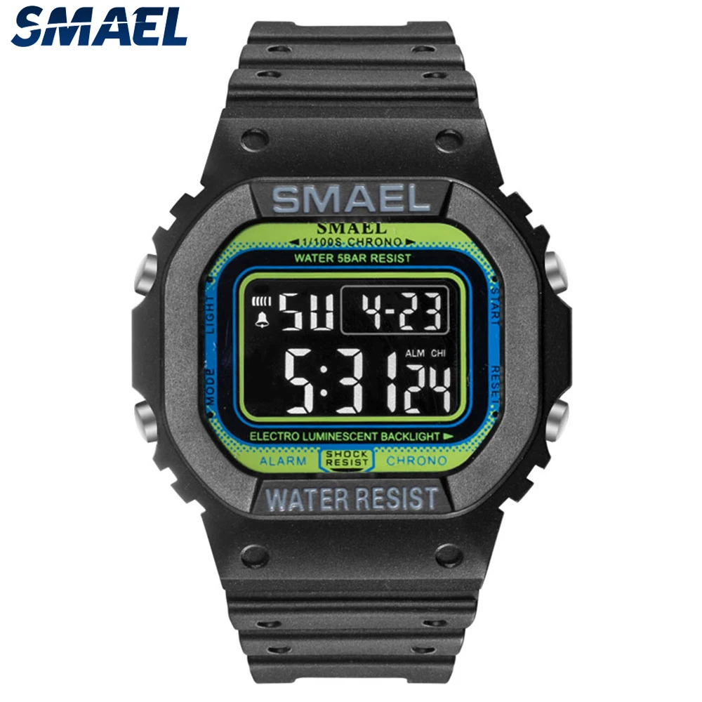 

SMAEL Fashion Square Dial Camo Men Digital Watch Multifunctional Outdoor Sports LED Waterproof Electronic Military Wristwatch