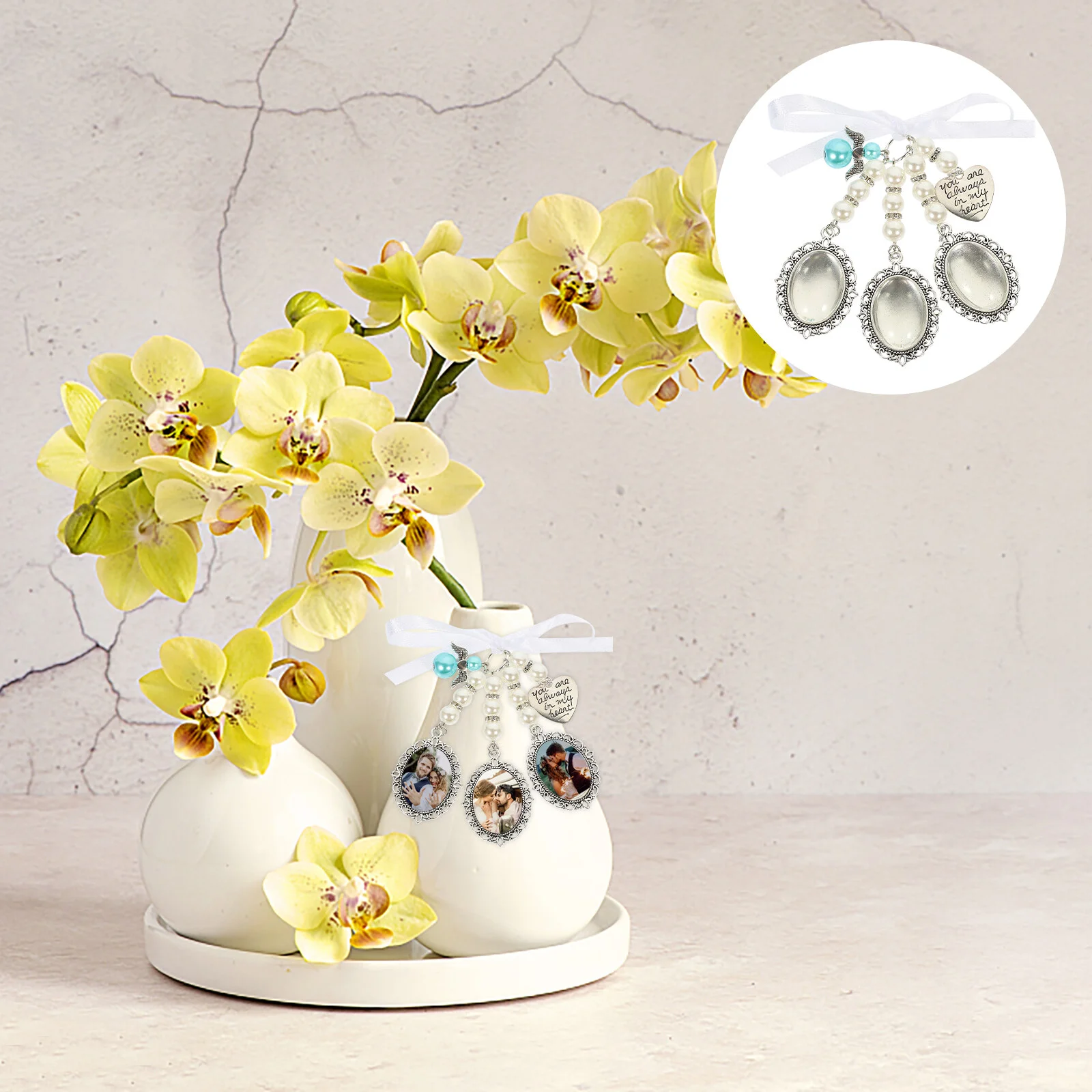 

Pin Wedding Bouquet Picture Charms Photo Pendant Base Metal Tray Memorial DIY Trays Alloy Bases Bride Glass Frames