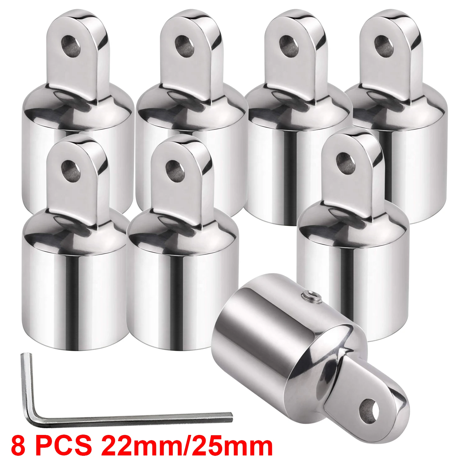 8 PCS 22mm/25mm Bimini Top Hardware Fitting Eye End Cap Stainless Steel 316 External Eye End Boat Canopy Fitting