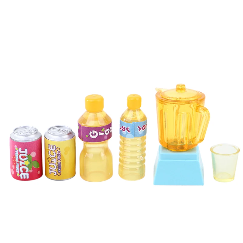 

6Pcs/Set 1:12 Dollhouse Miniature Juicer Drink Bottle Cup Kitchen Kitchenware Pretend Doll House Food Kitchen Toy Accessories