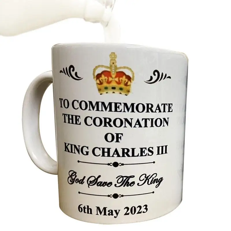 

350ml Creative Ceramic Mugs King Charles III Coronation Tea Coffee Mug Cup Cute Mug For Women Souvenir Gift 2023 Dropshipping