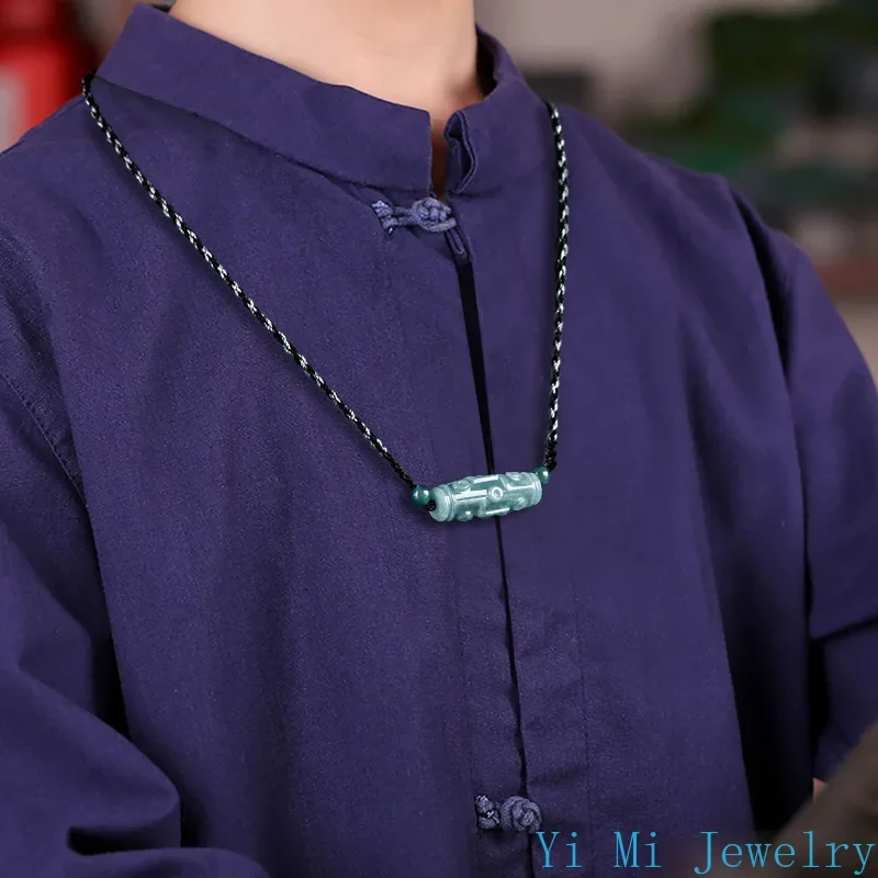 Натуральный трапециевидный жадеит голубая вода девятиоковый Дзи ледяной