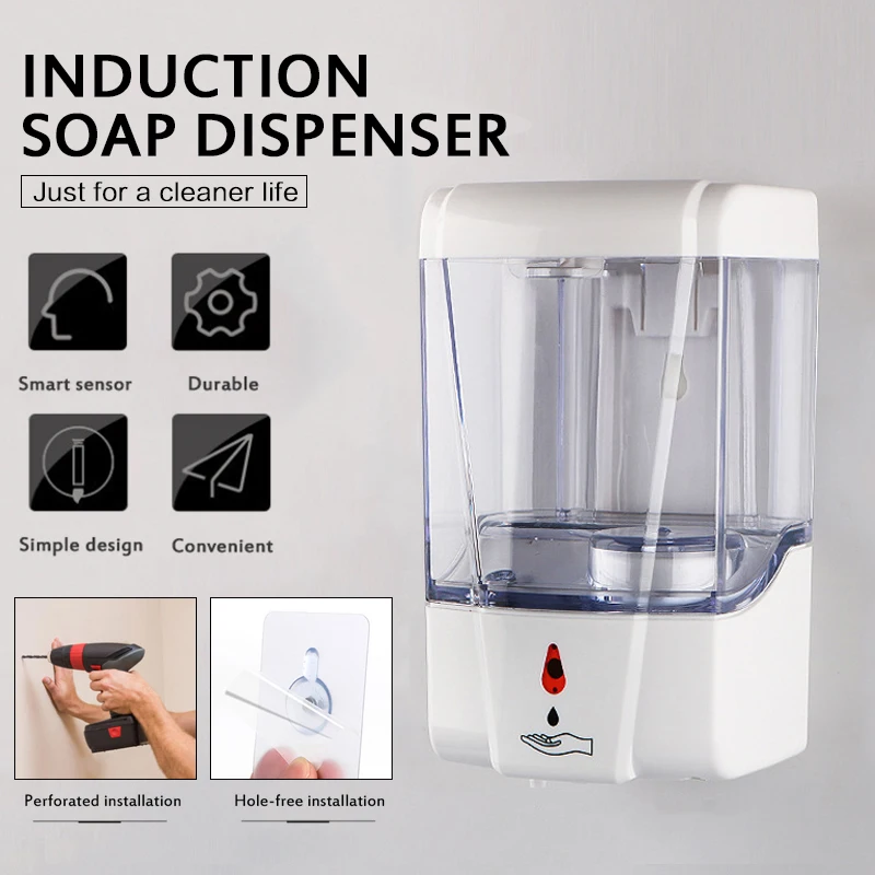 

Spray Soap Dispenser Wall Mounted Ir Sensor Dual Power Kitchen Lotion Soap Spout For Kitchen Automatic Sanitizer 700ml Touchless