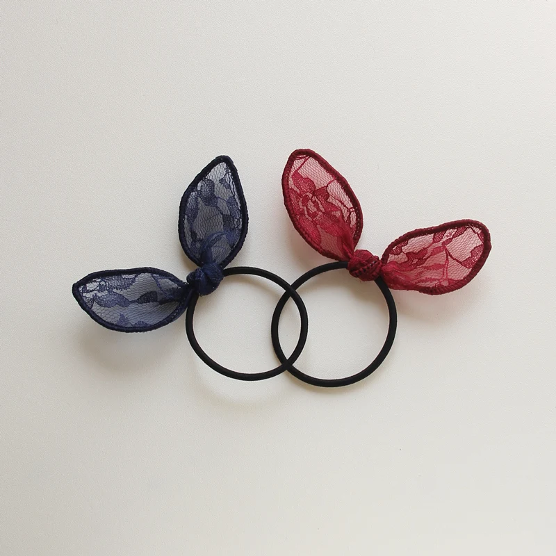 

Korean Delicate Lace Rabbit Ear Elastic Head Tie Hair Band Rubber Band Girls Hair Accessories for Women Headwear