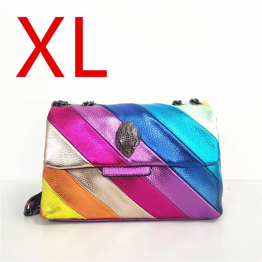 

2022 New UK Brand Rainbow Women Handbag Wave Pattern Eagle Head Icon Front Jointing Bird's Head Body Bag Patchwork Shoulder Bag