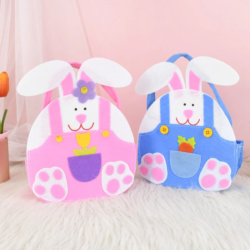 

Easter Felt Basket Handbag Cute Rabbit Bunny Candy Gift Packaging Bag Box Happy Easter Birthday Party Decor Baby Shower Supplies