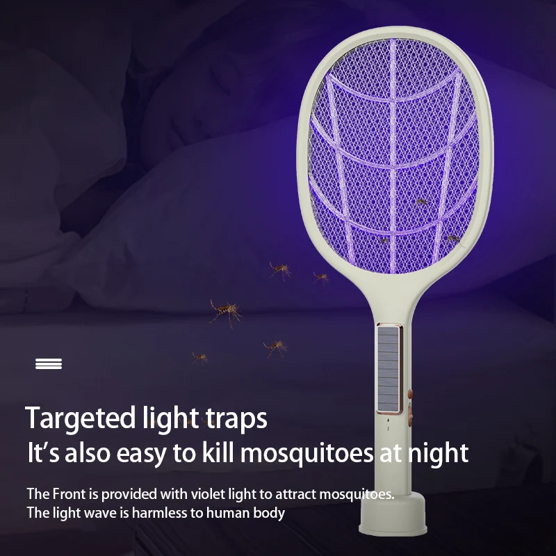 Mata Mosquito Electrico 2022 Summer USB Solar Panel Recargable Bug Zapper Raqueta Led Ultravioleta Electric Fly Killers enlarge