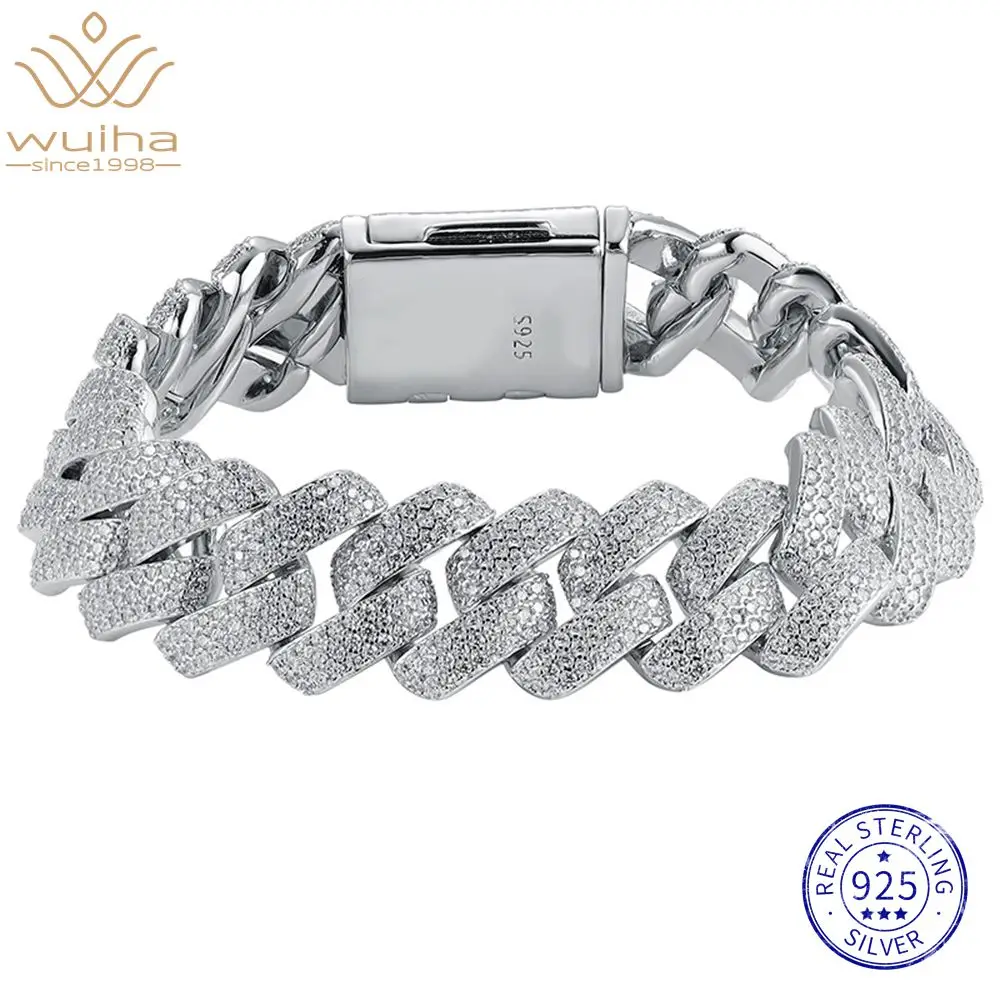 WUIHA хип-хоп стерлингового серебра 925 пробы лабораторный сапфир