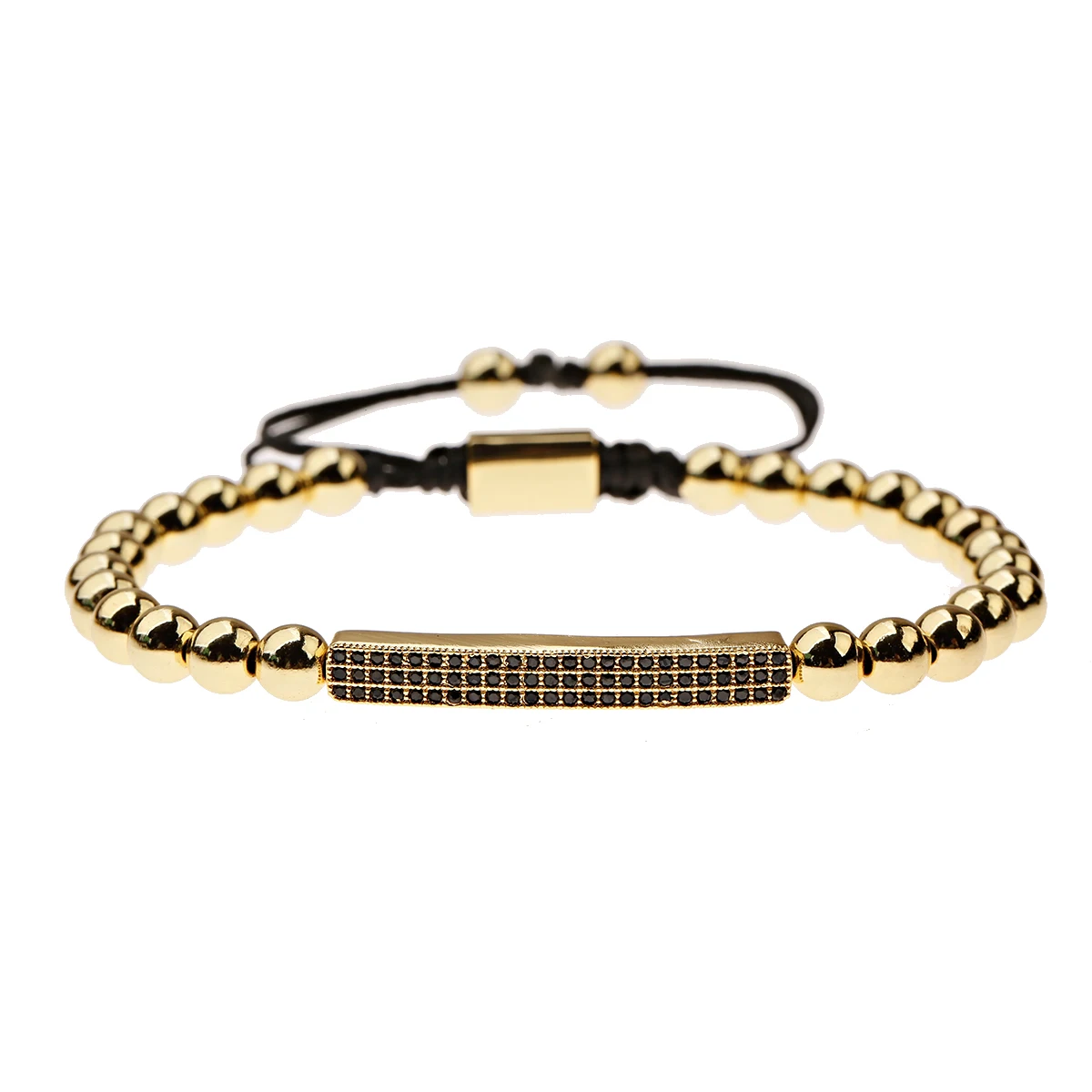 

Длинный плетеный браслет с бронзовыми бусинами для мужчин и женщин, классический металлический Регулируемый браслет-цепочка ручной работы...