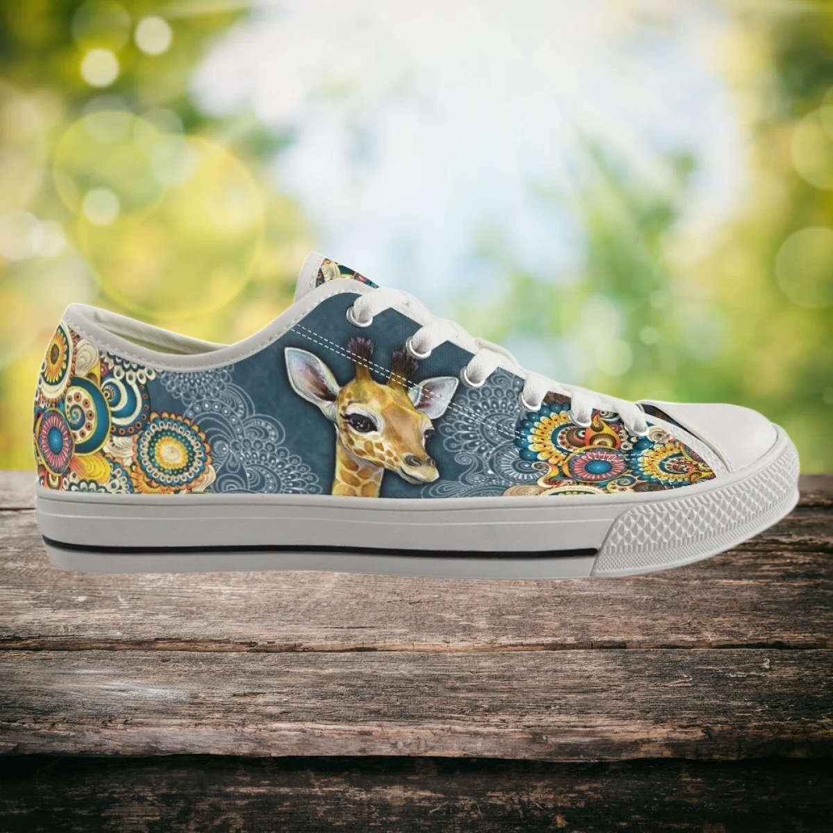 

Кроссовки женские холщовые с круглым носком, прочные, с рисунком жирафа, мультяшный рисунок, плоская подошва, на шнуровке, Брендовые спортивные беговые