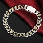 Мужские золотые браслеты-цепочки размером 10 мм со штампом 925 для женщин, модная женская бижутерия для свадебной вечеринки, роскошная бижутерия, подарок 2021