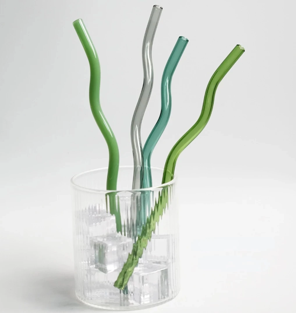 

Glass Straws Twist Reusable Straws Heat Resistant Glass Straw Drinking Milk Tea Long Stem Glass Staw
