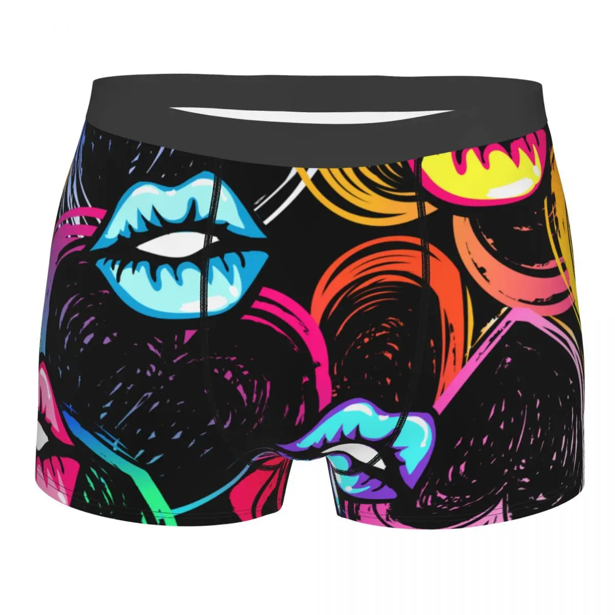 Underwear Men Boxers Abstract Kiss Lips And Hearts Pop Art Sexy Boxer Underwear Male Panties Underpants Boxershorts Homme