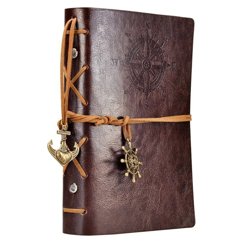 

Writing Diary Active Notebook Notepad Vintage Pirate Anchor Logo Pu Leather Vintage Pendant Nautical Notebook Sketchbook