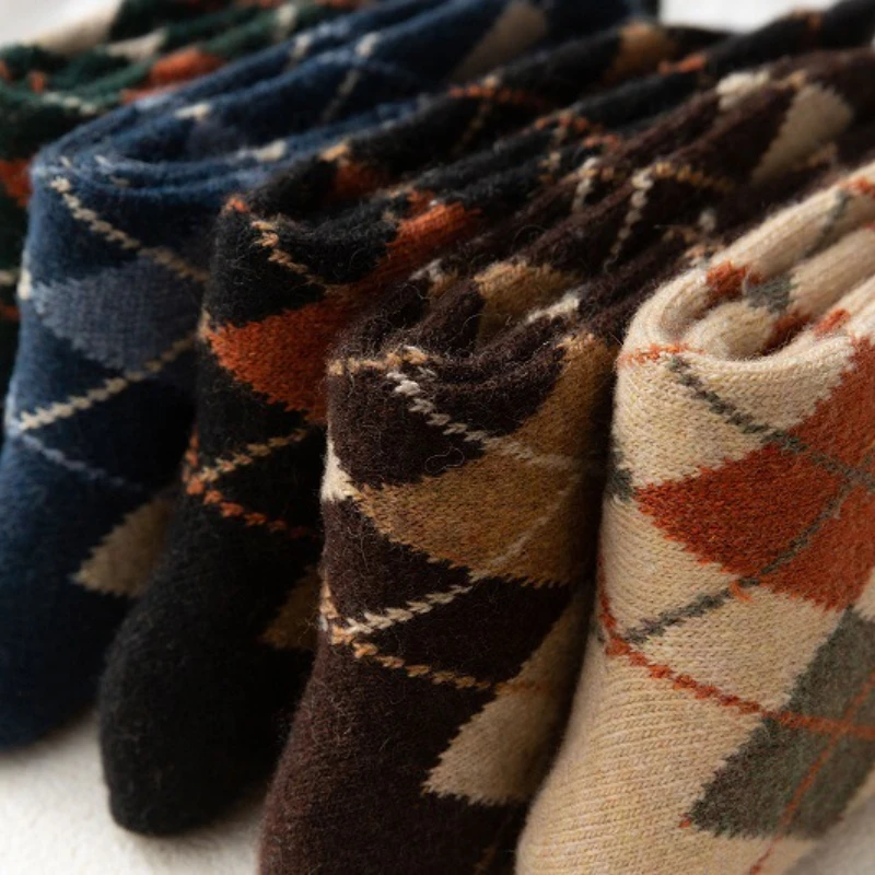 Wool Socks Fashion design plaid Man woman Socks thicken classic Socks