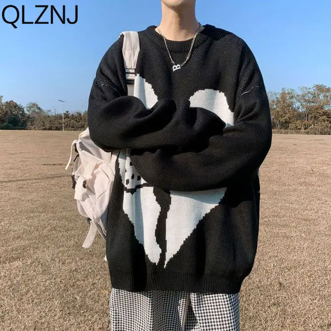 Men's Pullovers Heart Sweater Women's Streetwear Sweaters Y2k Harajuku Vintage Knitted Sweater O Neck Knitwear Jumper Oversize