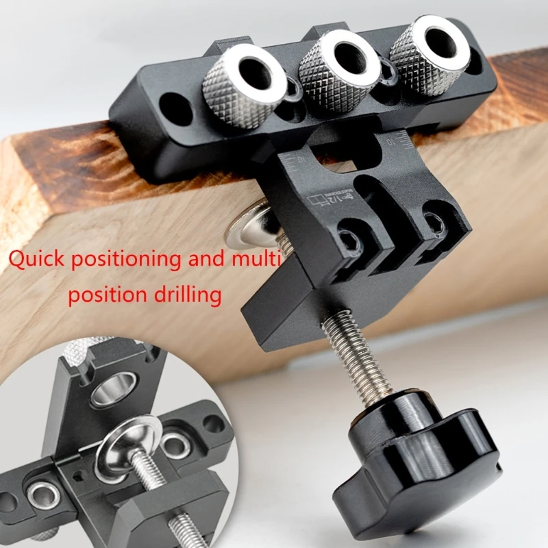 

Quick Clamp 3 in 1 Woodworking Dowelling Jig Adjustable Drilling Guide Puncher Locator Wood Hole Opener Carpentry Tools 87HA