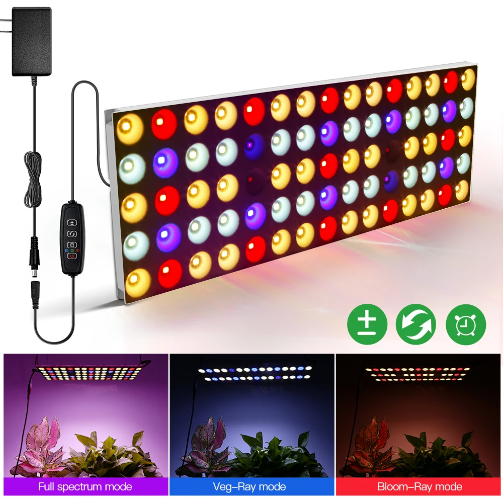 Dimmable LED Grow Light Full Spectrum 750W with Timer for Indoor Tent Garden Hydroponics Seedling Veg Bloom Plant Lamp