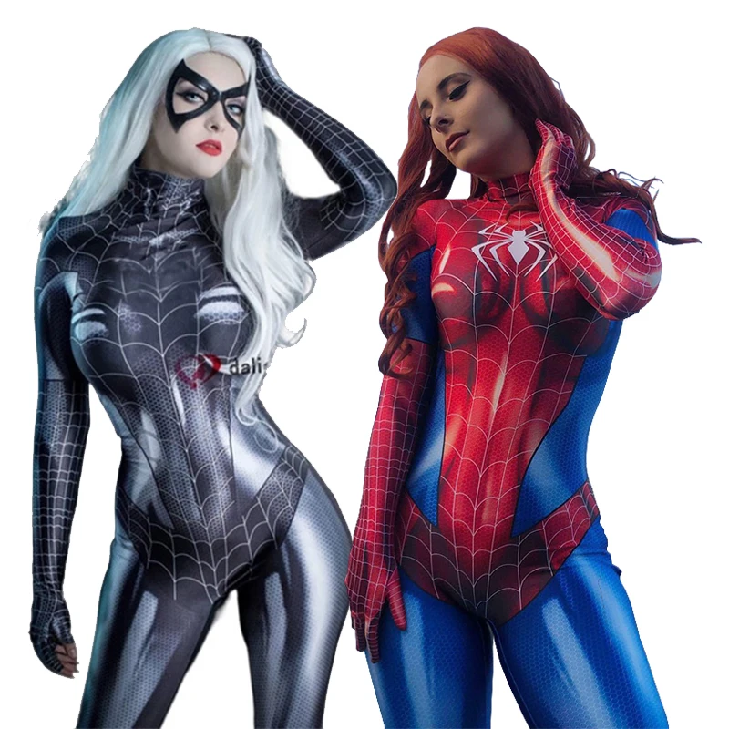 

1pc Movie Sexy Black Cat Superhero Jumpuit Women Cosplay Costume Tight 3D Printing Jumpuit Bodysuit Halloween Gift
