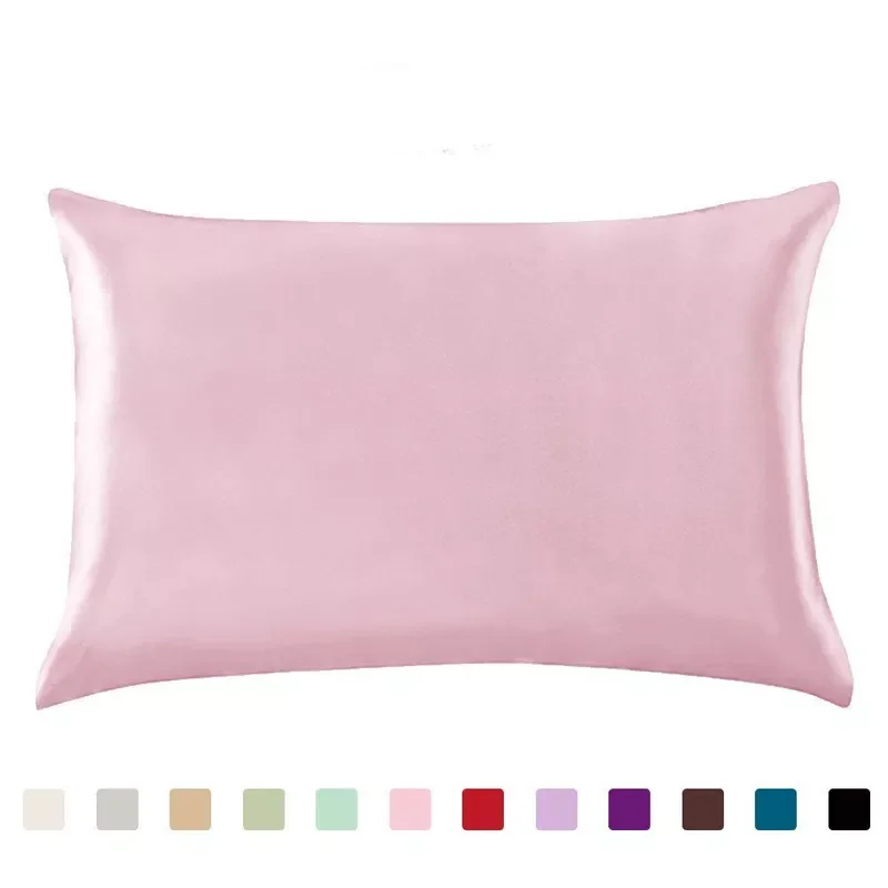 

Queen Standard Satin Silk Soft Mulberry Plain Pillowcase Cover Chair Seat Square Pillow Cover Home 50x66cm White