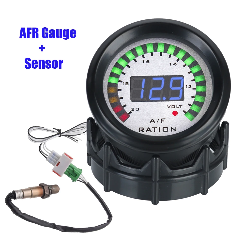 52mm 12V Air Fuel Ratio Gauge O2 Oxygen Sensors Car Tester Digital AFR Meters Voltmeter Test Instrument Cluster Auto Accessories