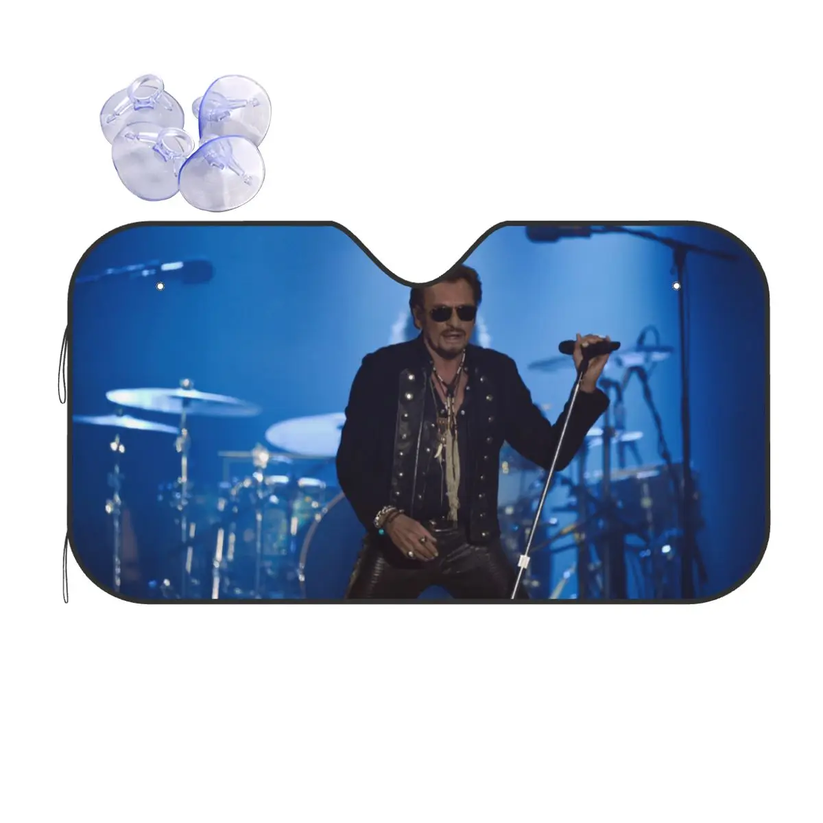 

Rock Star Johnny Hallyday Windshield Sunshade Folding Car Front Windshield 76x140cm Car Sunshade Sunscreen Curtain