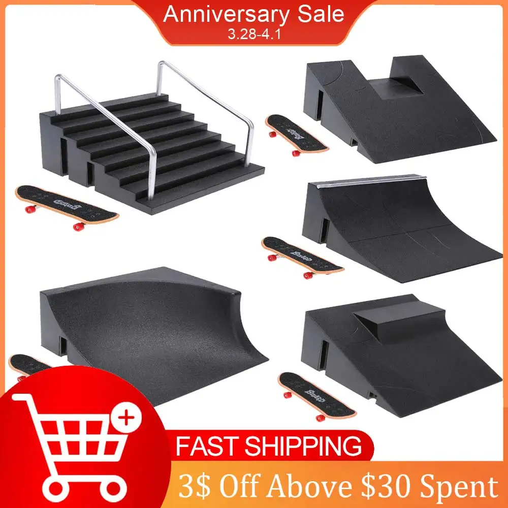 

Finger Skating Board Training Games with Ramp Parts Track Toys Skate Park Fingerboard Mini Skateboard Gift for Kids