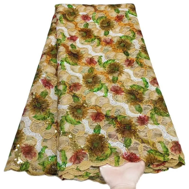 Новейший дизайн нигерийская сетчатая кружевная ткань африканские блестки