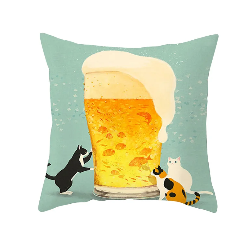 Чехол для подушки с милым мультяшным котом креативная наволочка непослушным