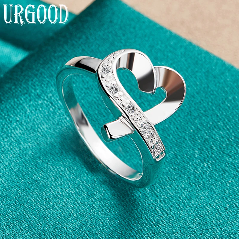 

925 Sterling Silver AAA Zircon Love Heart Ring For Women Man Party Engagement Wedding Romantic Fashion Jewelry Gift