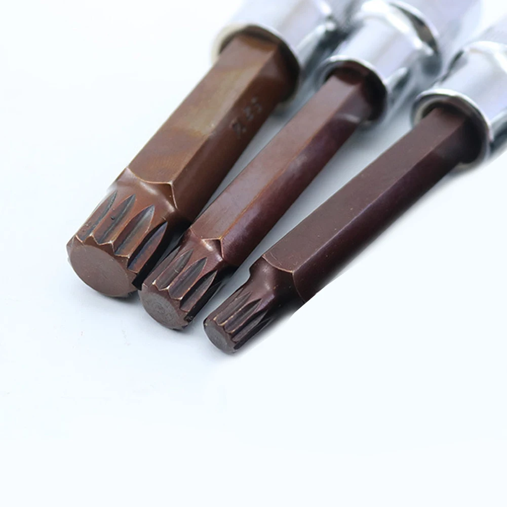 

3 Pcs Electric Wrehch Socket Adapter Screwdriver Bit 100mm M6-M10 12.7mm Driver Head 12 Point For Carpentry Woodworking Tools