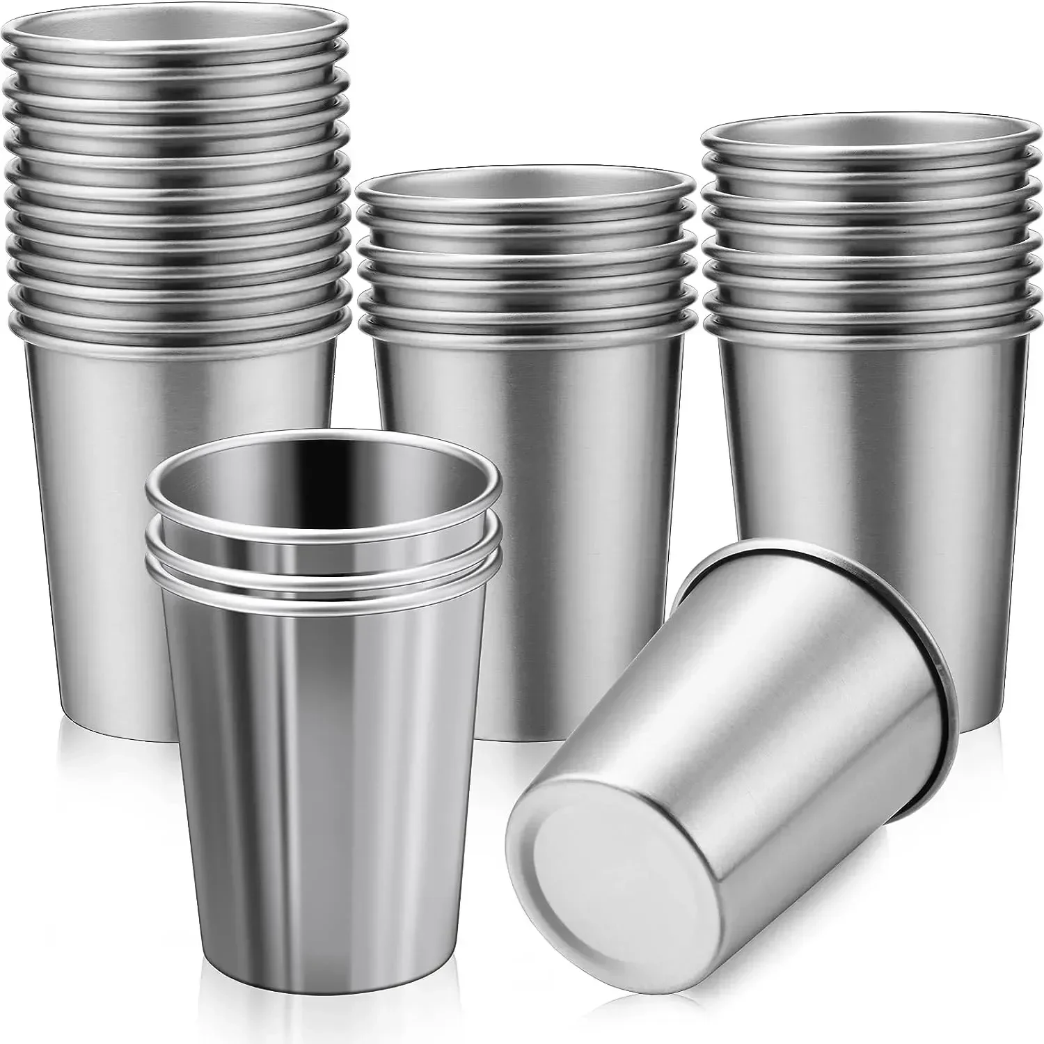 

Cups Unbreakable 170ml Glasses Pint Cups Drinking 10 Cups for Home Stainless Drinking Pack Metal Stackable Steel Travel 260ml